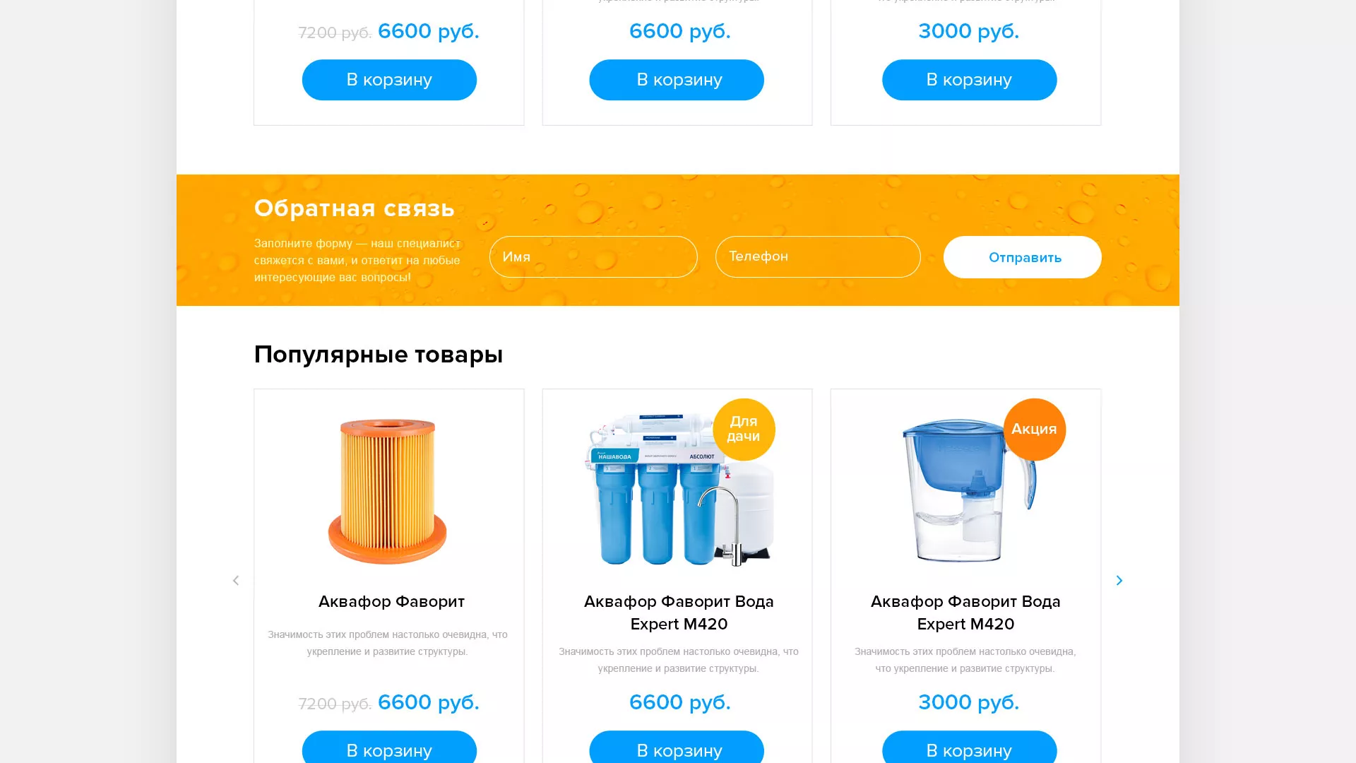 Создание интернет-магазина «Водолей» по продаже фильтров очистных сооружений в Димитровграде